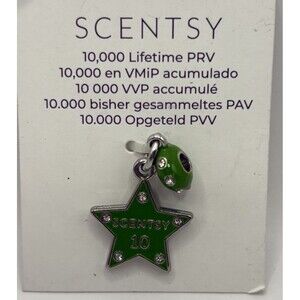 Scentsy 10,000 Lifetime PRV Consultant Reward Charm – Green Star on Card”